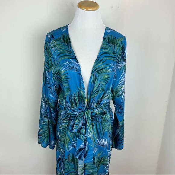 NWT Storets Hailey Palm Beach Robe Printed Kimono Swim Coverup Size S/M Blue - Picture 7 of 15